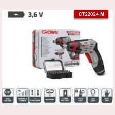 كيت شنيور مفك بطارية 3.6 فولت 1.5 أمبير +أكسسوارات كراون (CT22024 M)