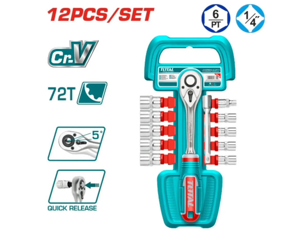Total 1/4" Socket Set, 12 Pcs (THT14114126)