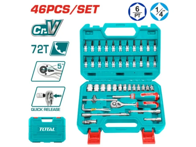 Total 1/4" Socket Set, 46 Pcs (THT141462)