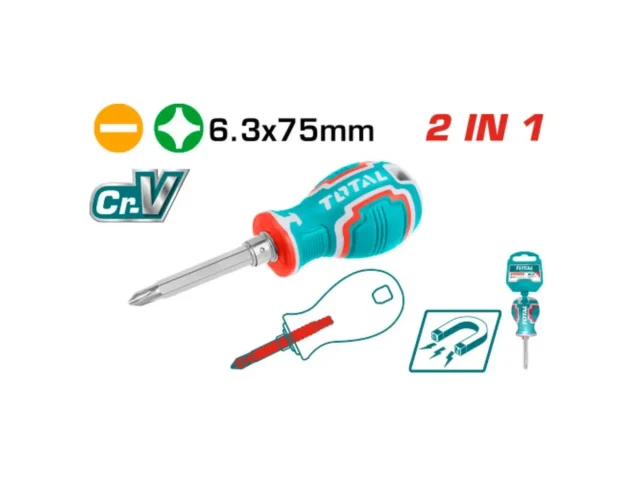 Total 2-in-1 Screwdriver, PH2 + SL6, Round Shank (THT250216)
