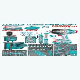 دولاب عده 296 قطعه مع دريل 1350 نيوتن توتال (THPTCS82962)
